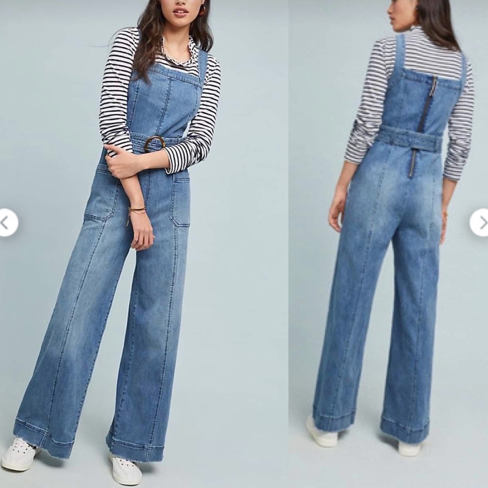 Anthropologie Pilcro and the Letterpress Jumpsuit Wide Leg Denim Jumpsuit - Picture 2 of 13